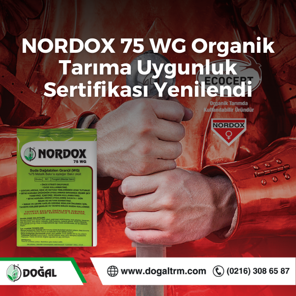 NORDOX 75 WG Organik Tarıma Uygunluk Sertifikası Yenilendi